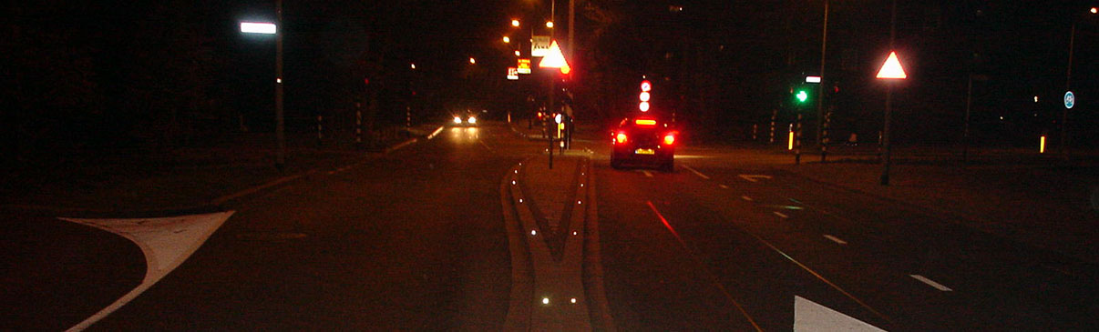 led road studs on road